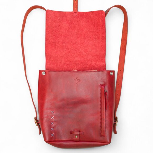 Embrazio Revival Small Handmade Leather Backpack – Red - Picture 7 of 16